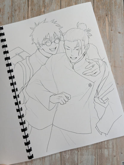 Jujitsu kaisan inspired colouring book