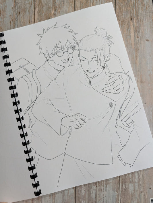 Jujitsu kaisan inspired colouring book