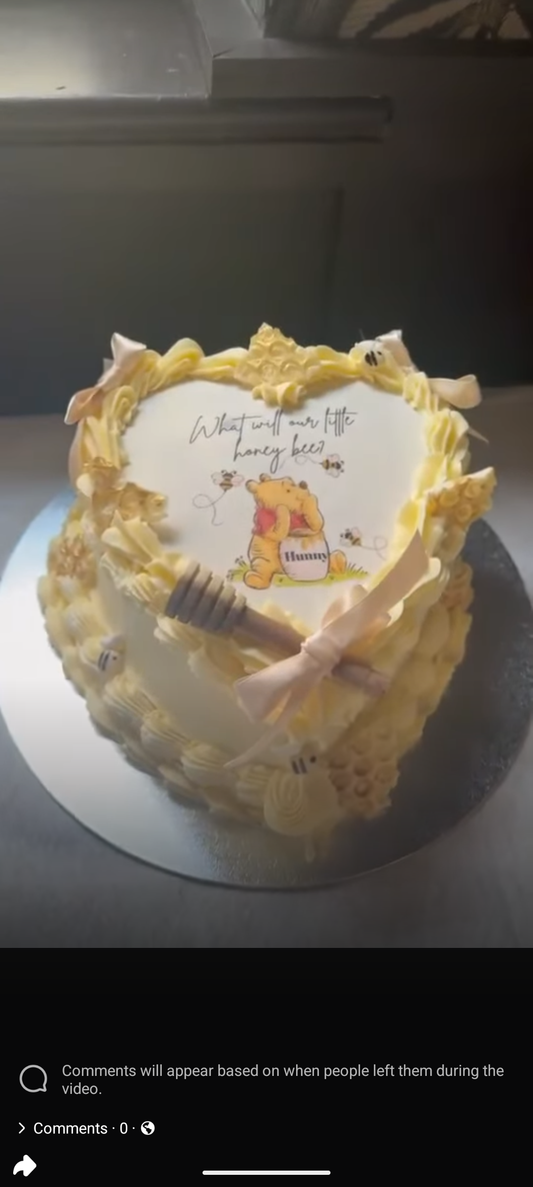 Winnie the pooh gender reveal heart edible cake topper