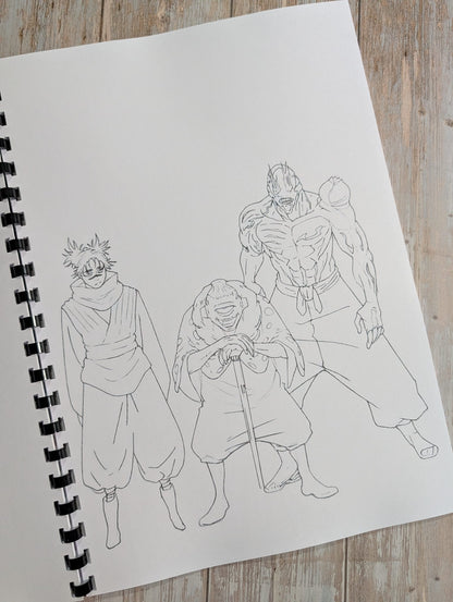 Jujitsu kaisan inspired colouring book